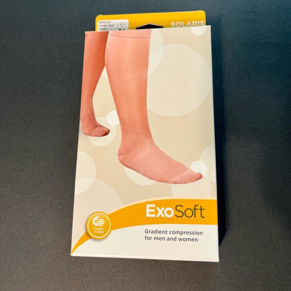 ExoStrong Below Knee Compression Sock Medium, Beige  (20-30mmHg) by Solaris